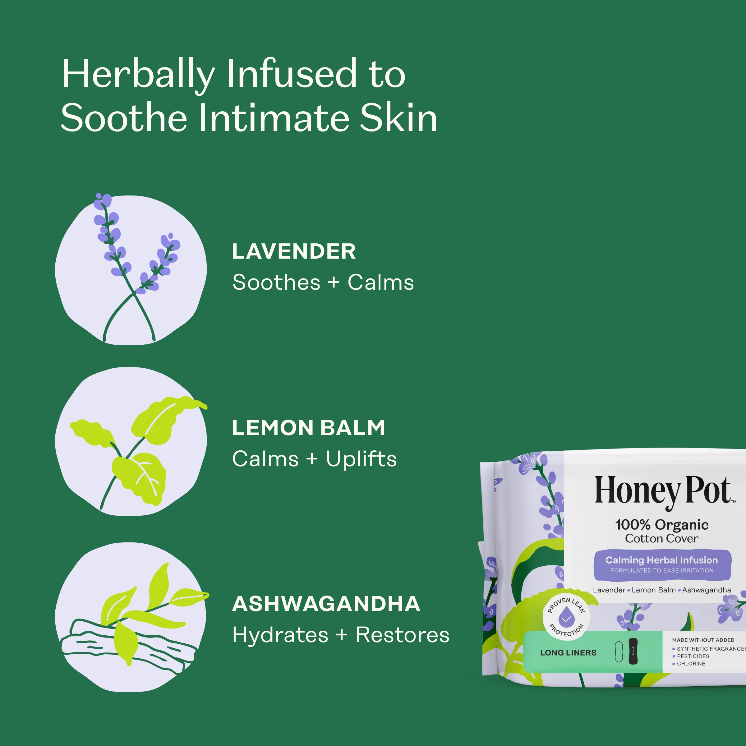 Organic Cotton Cover Calming Herbal Infusion Long Liners - Image 3