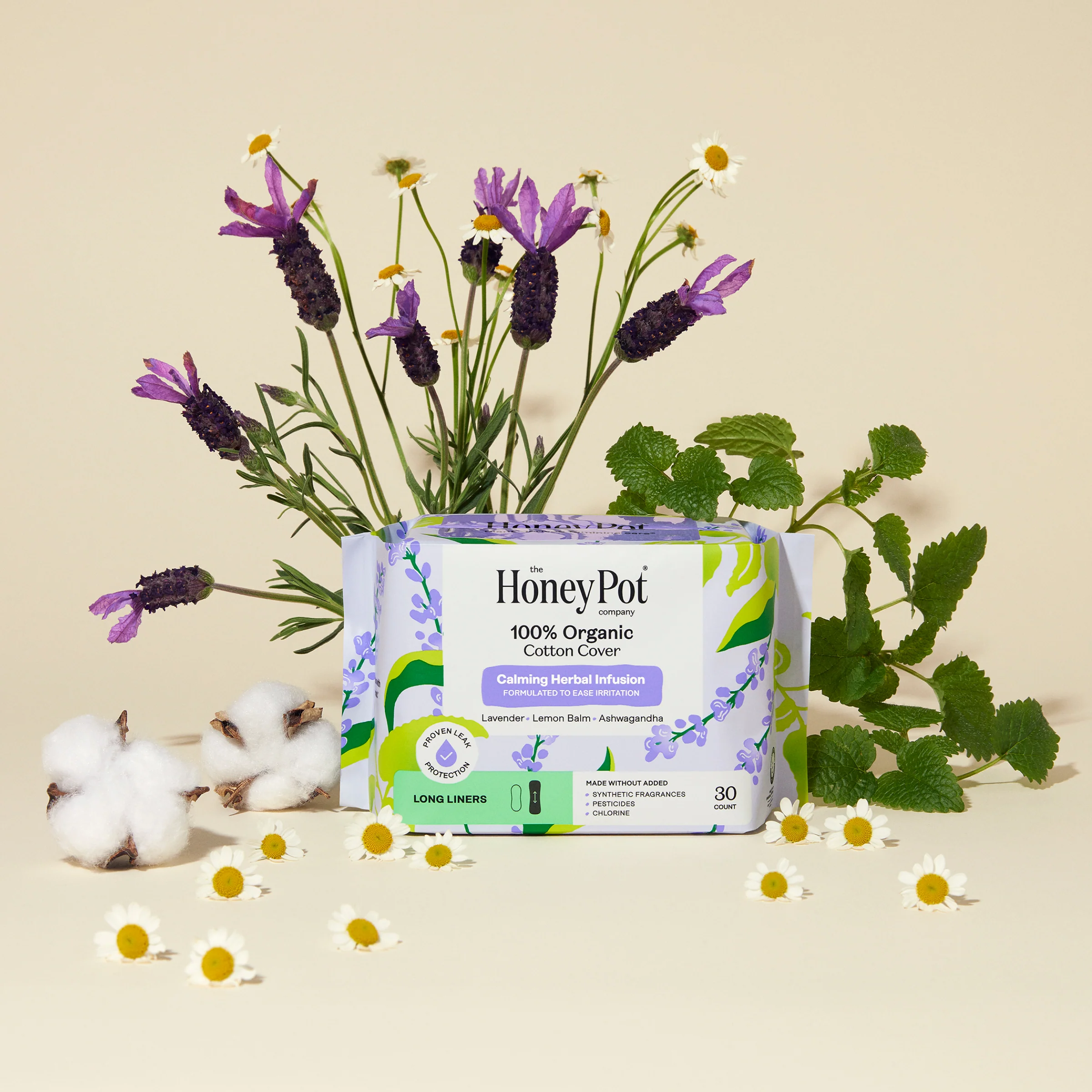 Organic Cotton Cover Calming Herbal Infusion Long Liners - Image 6