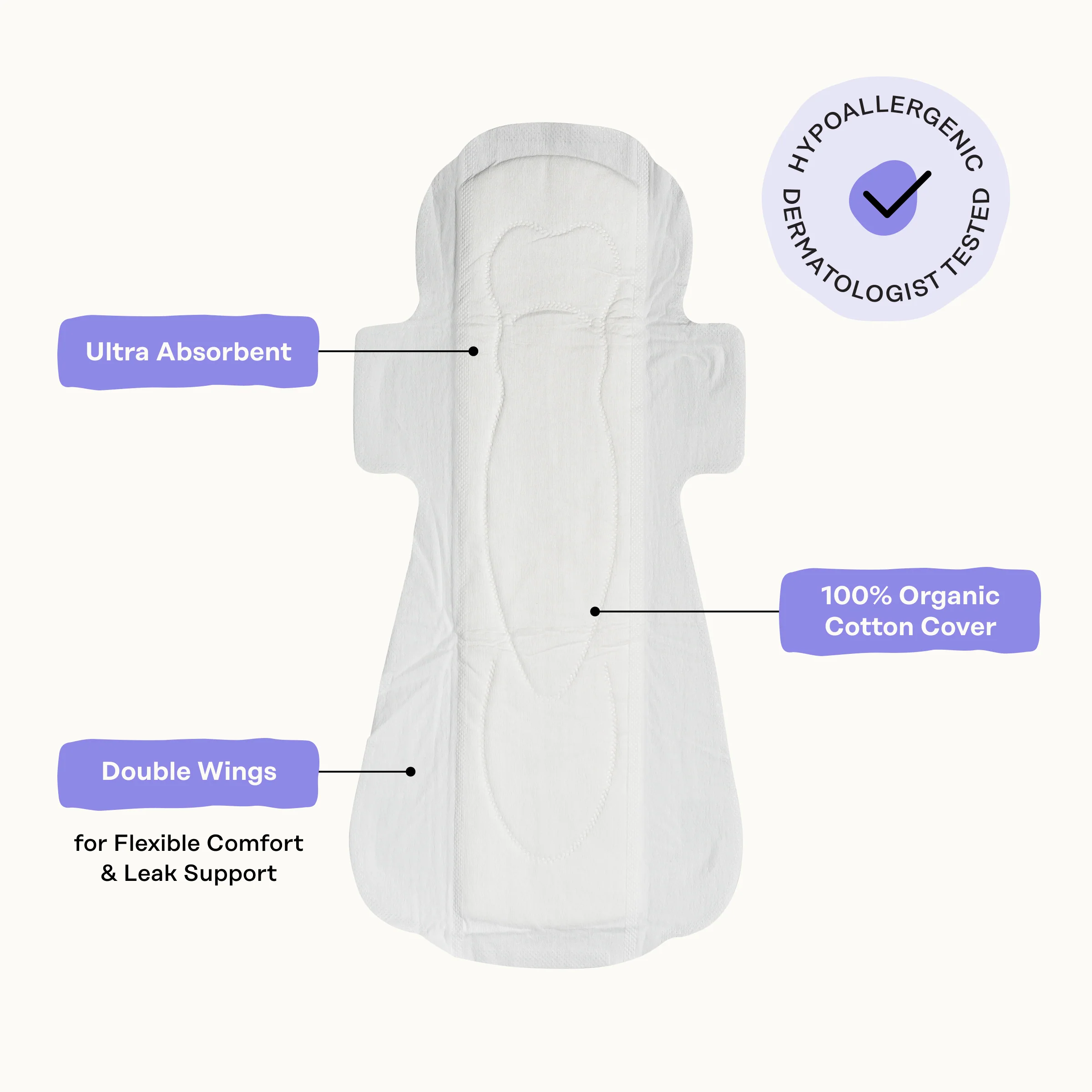 Organic Cotton Cover Calming Herbal Infusion Overnight Pads With Wings - Image 4