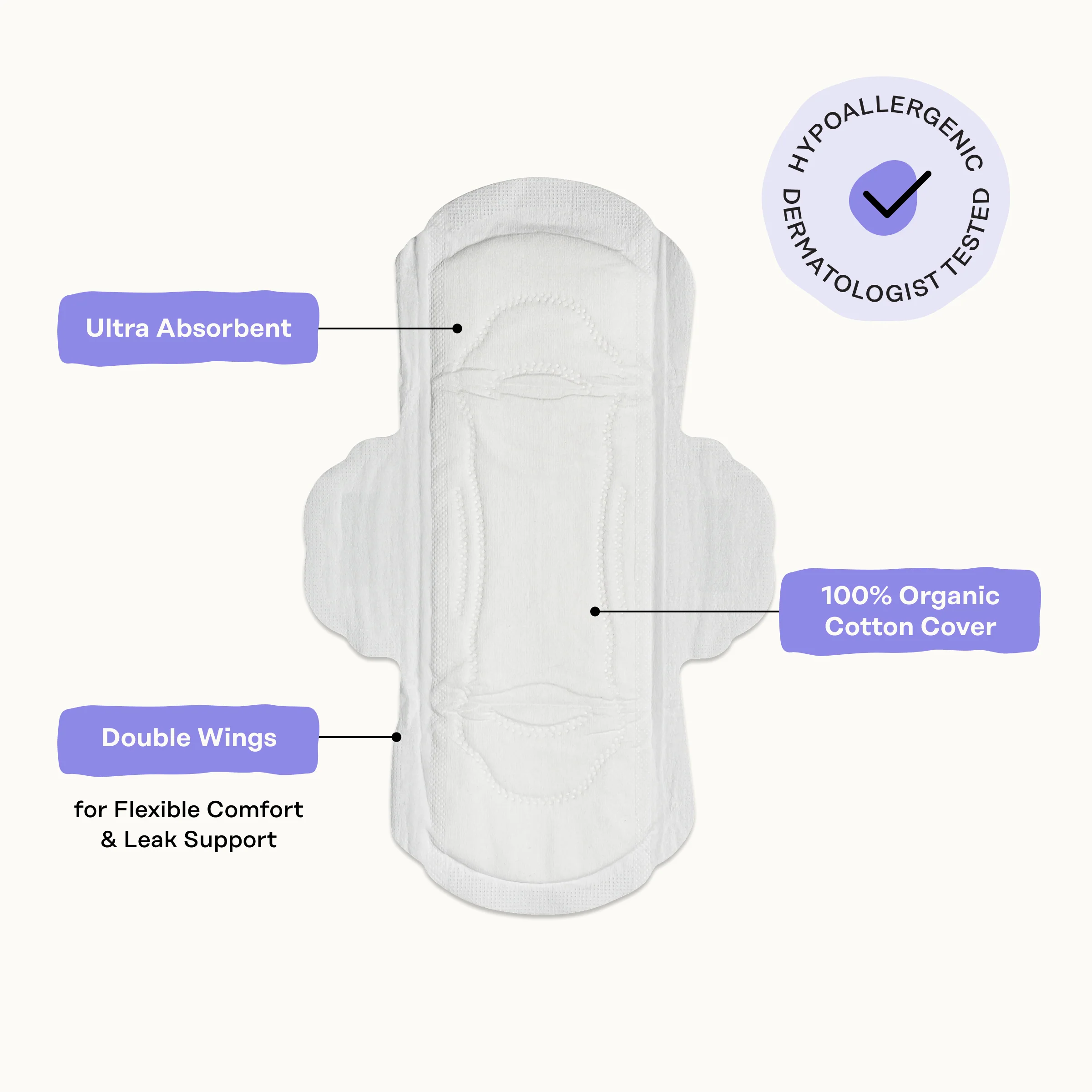 Organic Cotton Cover Calming Herbal Infusion Regular Pads With Wings - Image 4