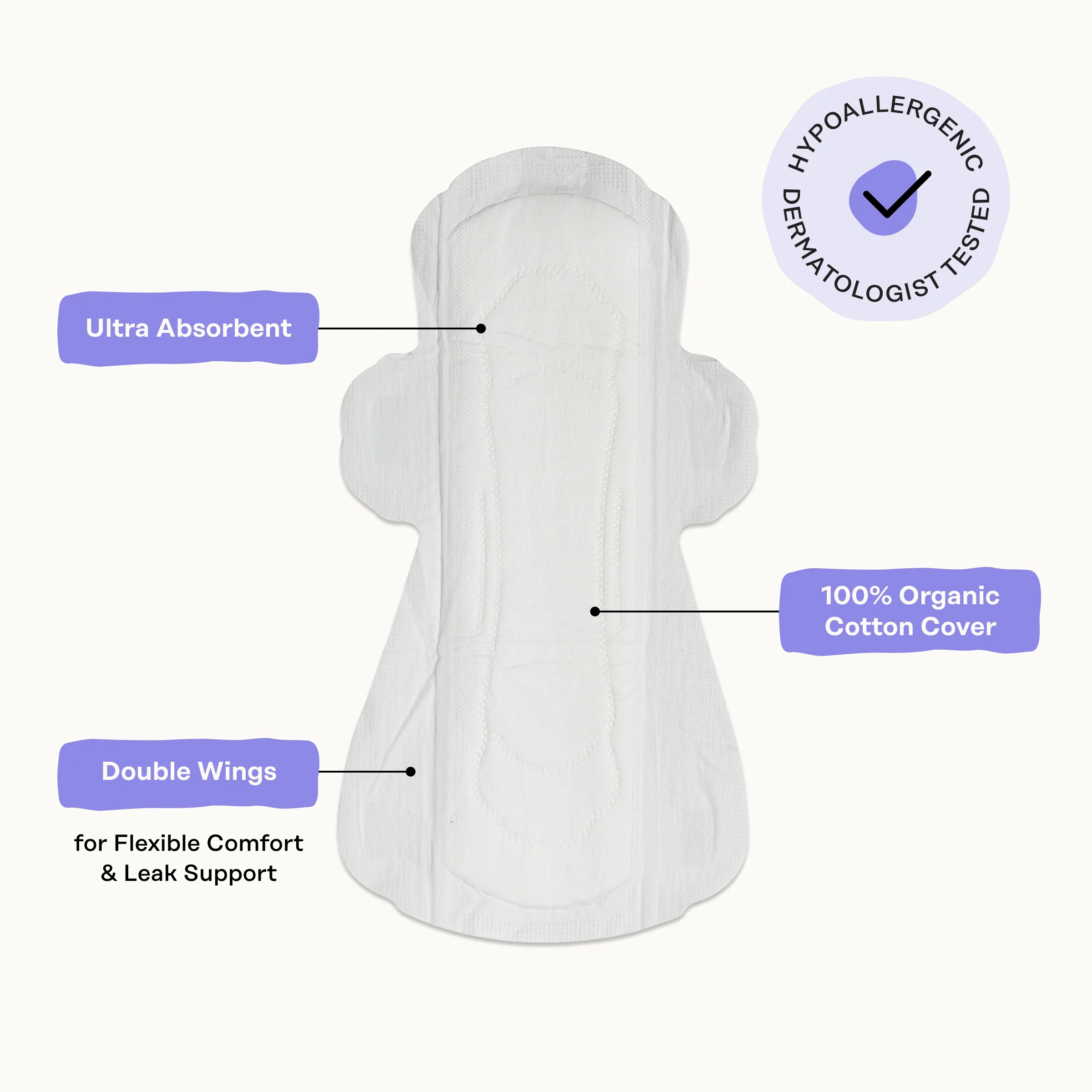 Organic Cotton Cover Calming Herbal Infusion Super Pads With Wings - Image 4
