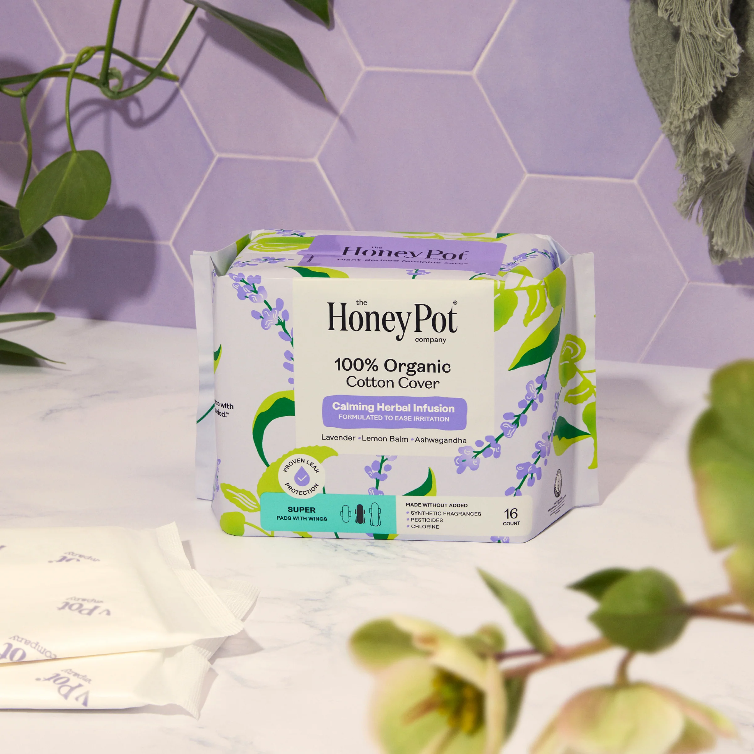 Organic Cotton Cover Calming Herbal Infusion Super Pads With Wings - Image 5