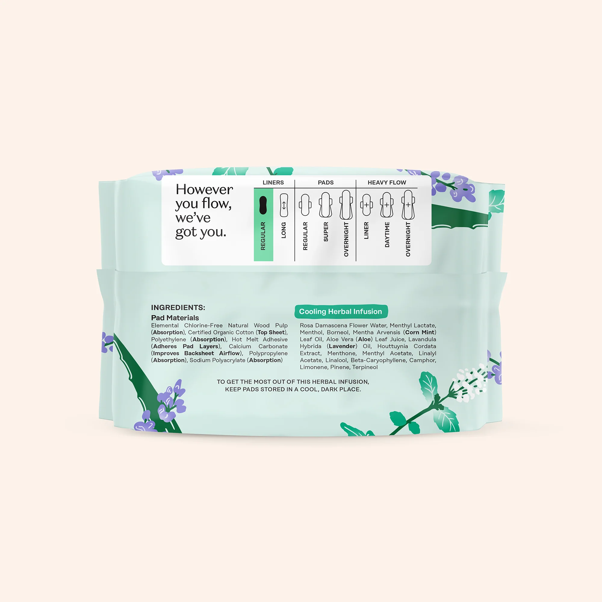 Organic Cotton Cover Cooling Herbal Infusion Regular Liners - Image 10