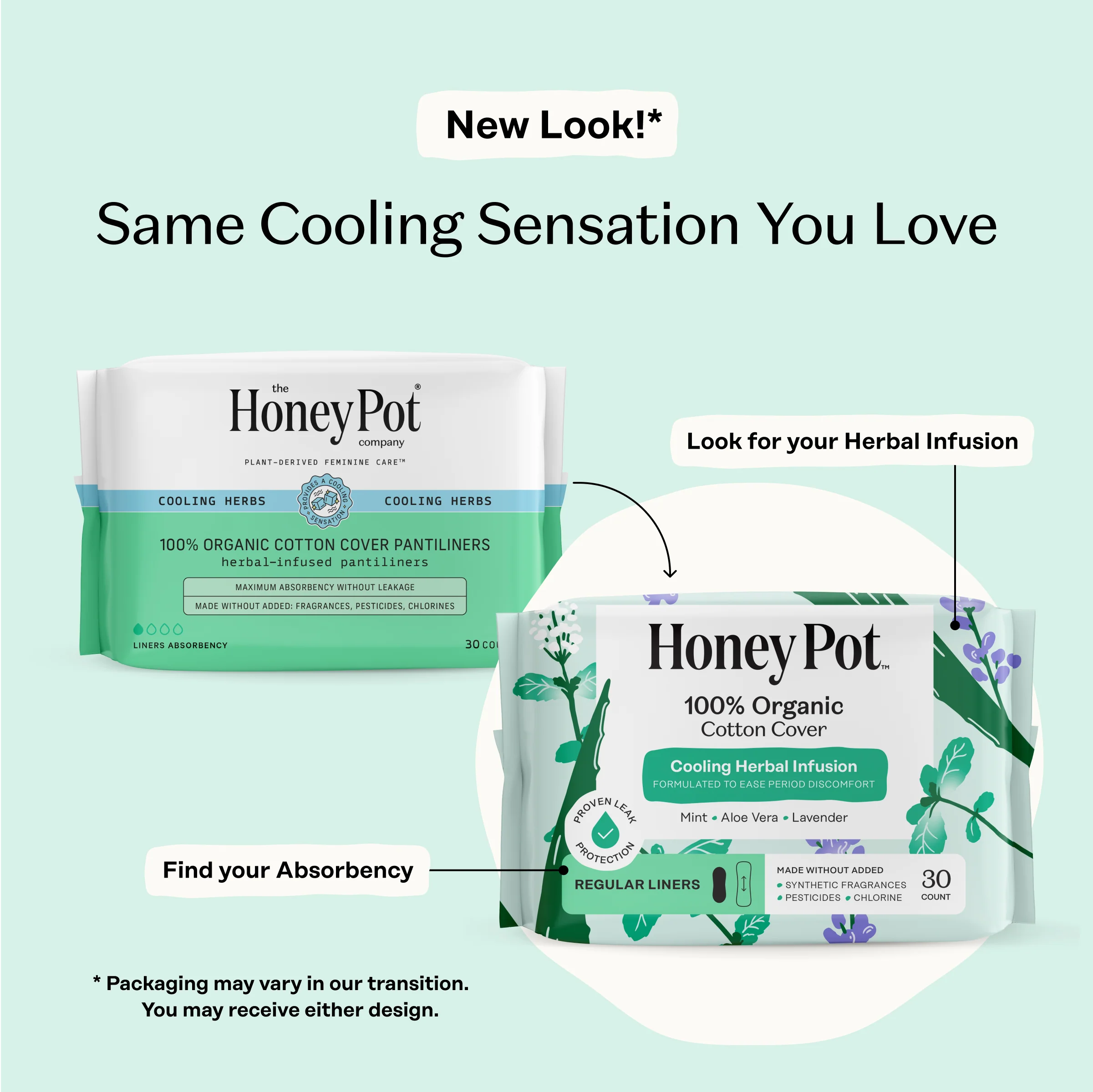 Organic Cotton Cover Cooling Herbal Infusion Regular Liners - Image 3