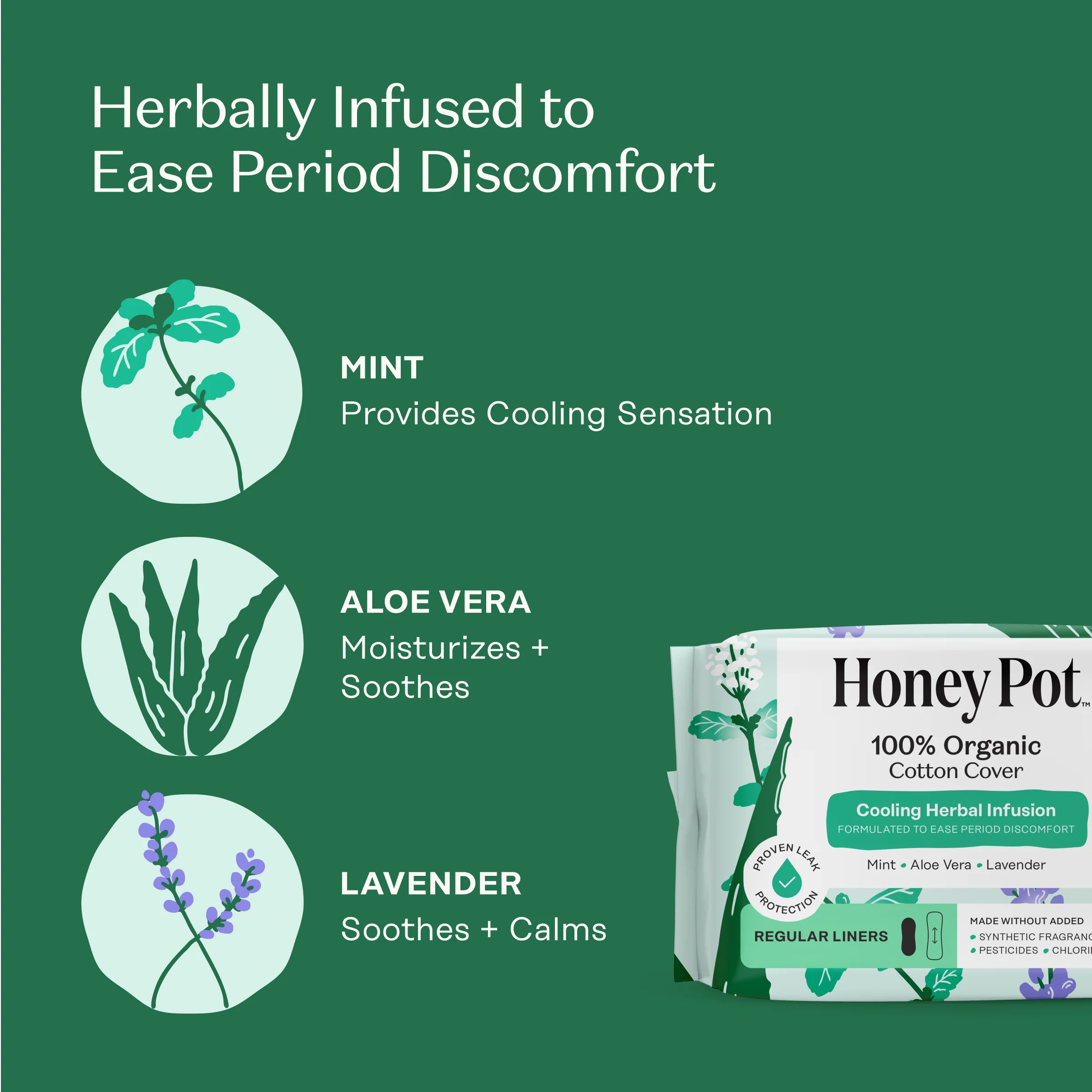 Organic Cotton Cover Cooling Herbal Infusion Regular Liners - Image 6