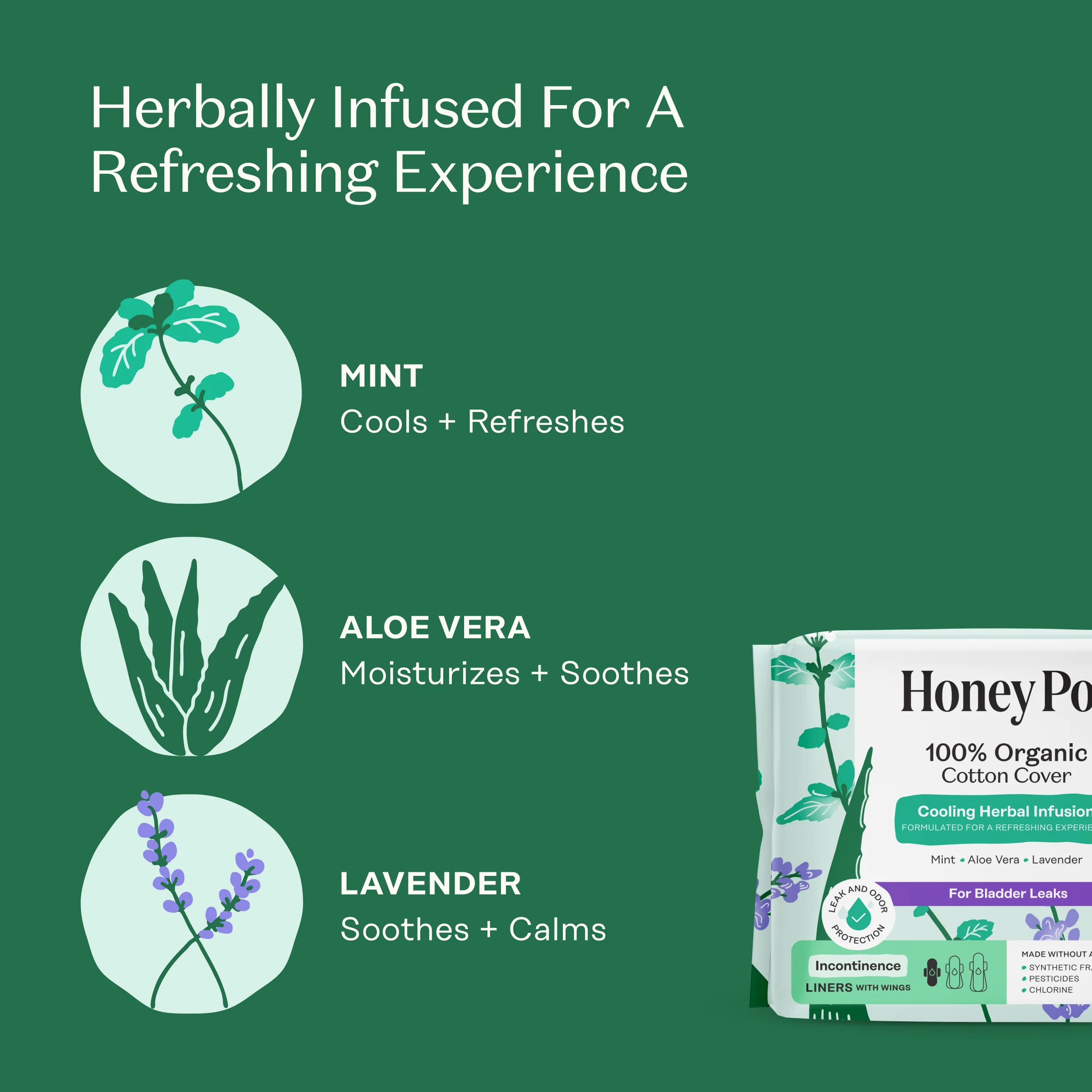 Incontinence Cooling Herbal Infusion 100% Organic Cotton Cover Liners - Image 3