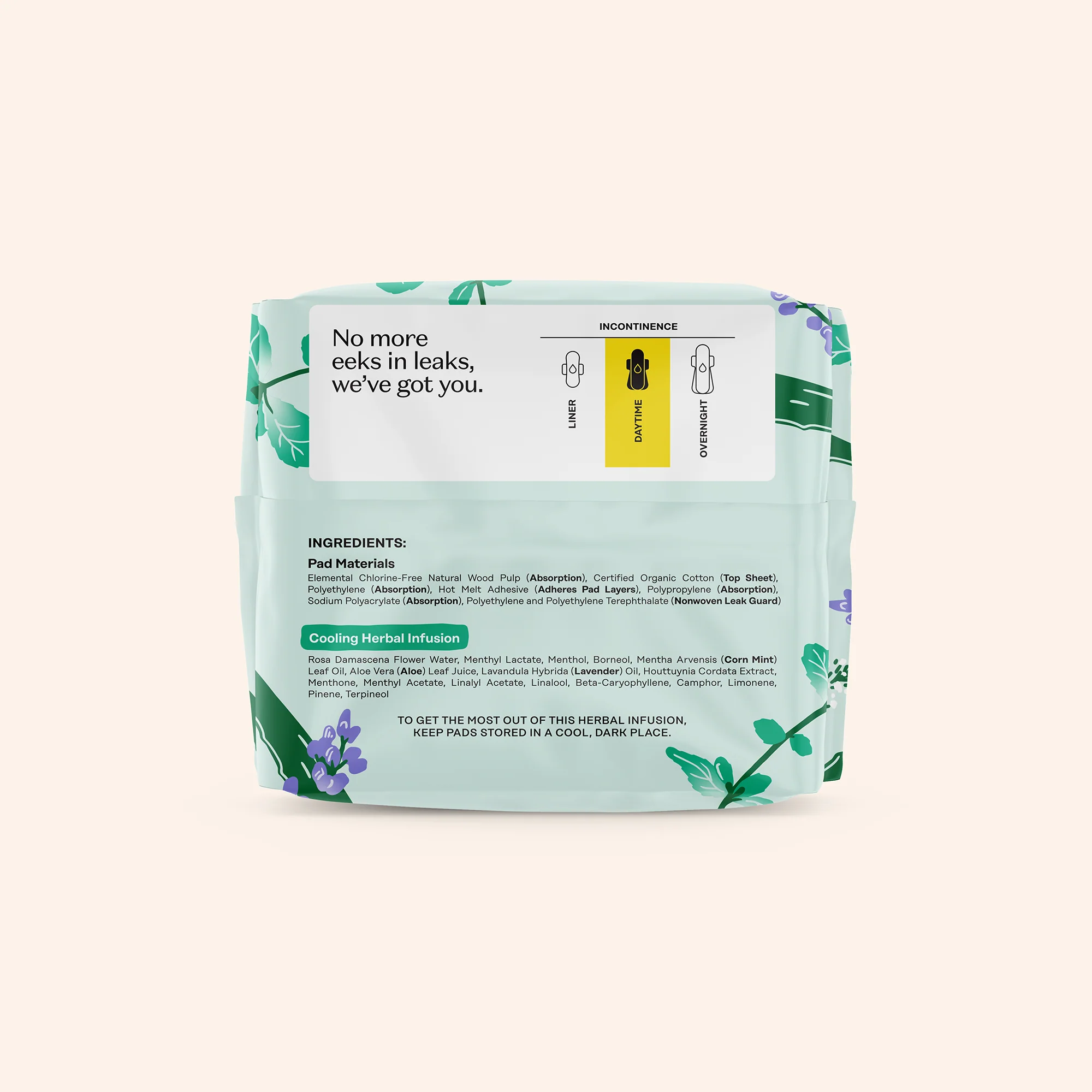 Incontinence Cooling Herbal Infusion 100% Organic Cotton Cover Daytime Pads - Image 10