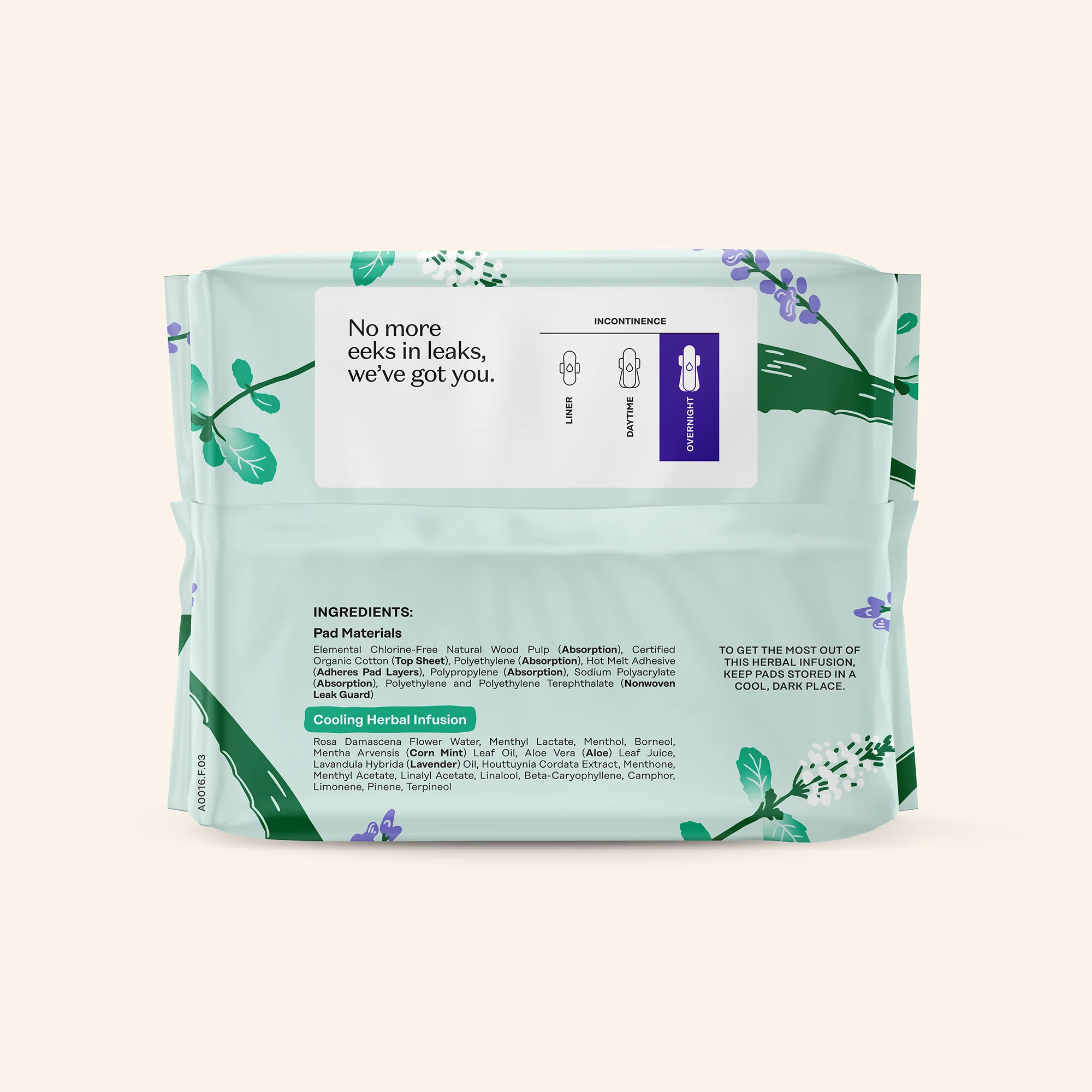 Incontinence Cooling Herbal Infusion 100% Organic Cotton Cover Nighttime Pads - Image 10