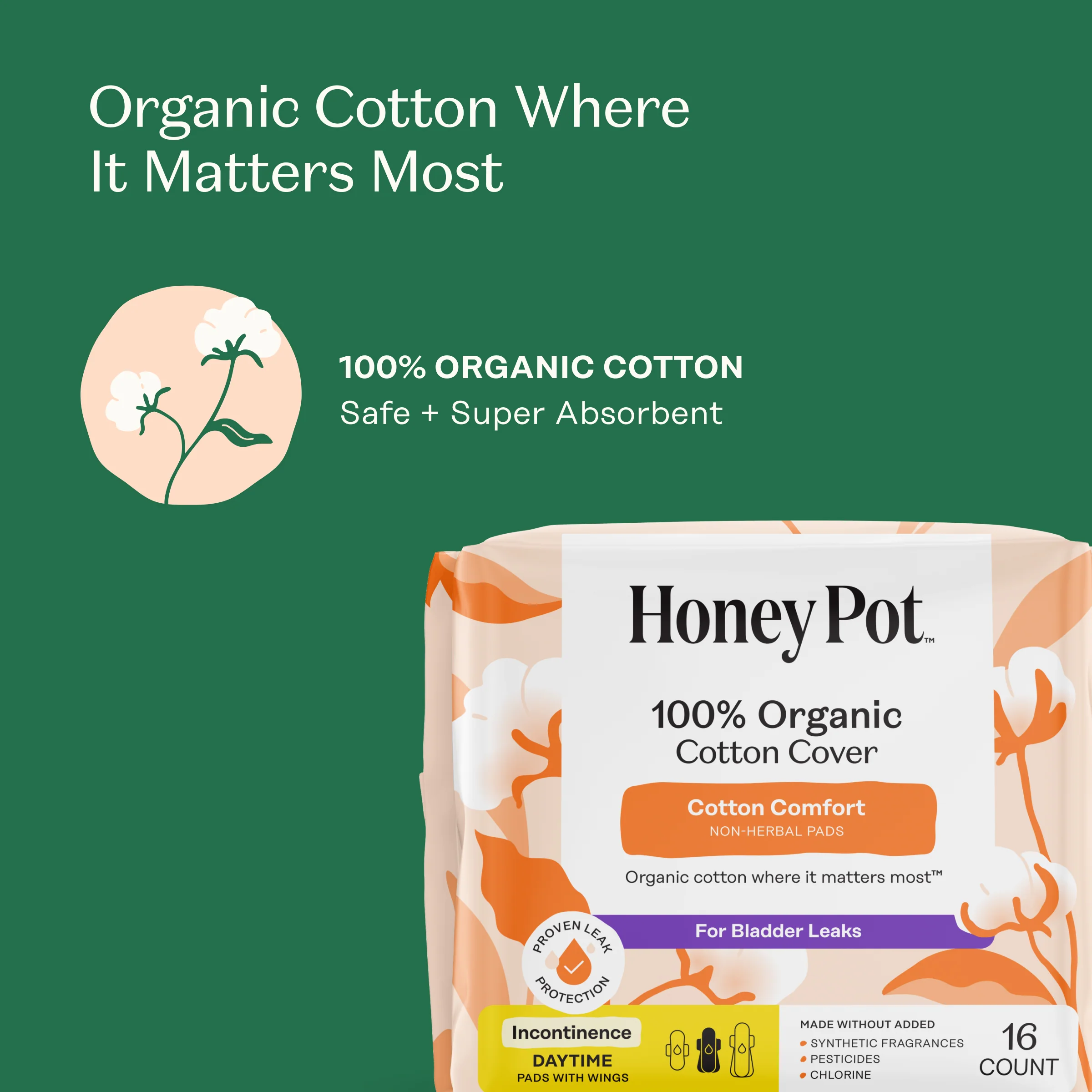 Incontinence 100% Organic Cotton Comfort Cover Daytime Pads - Image 4