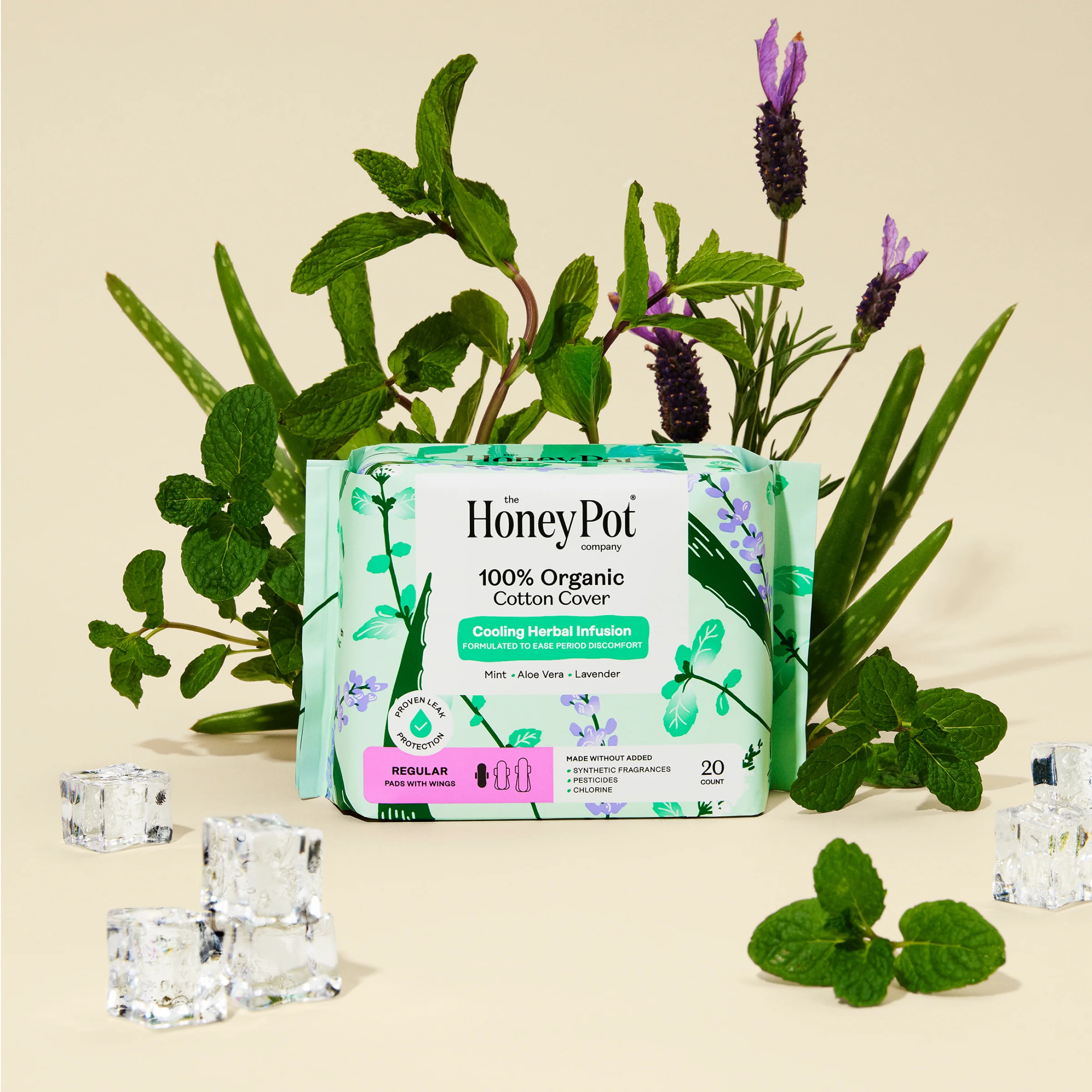 Organic Cotton Cover Cooling Herbal Infusion Regular Pads - Image 5