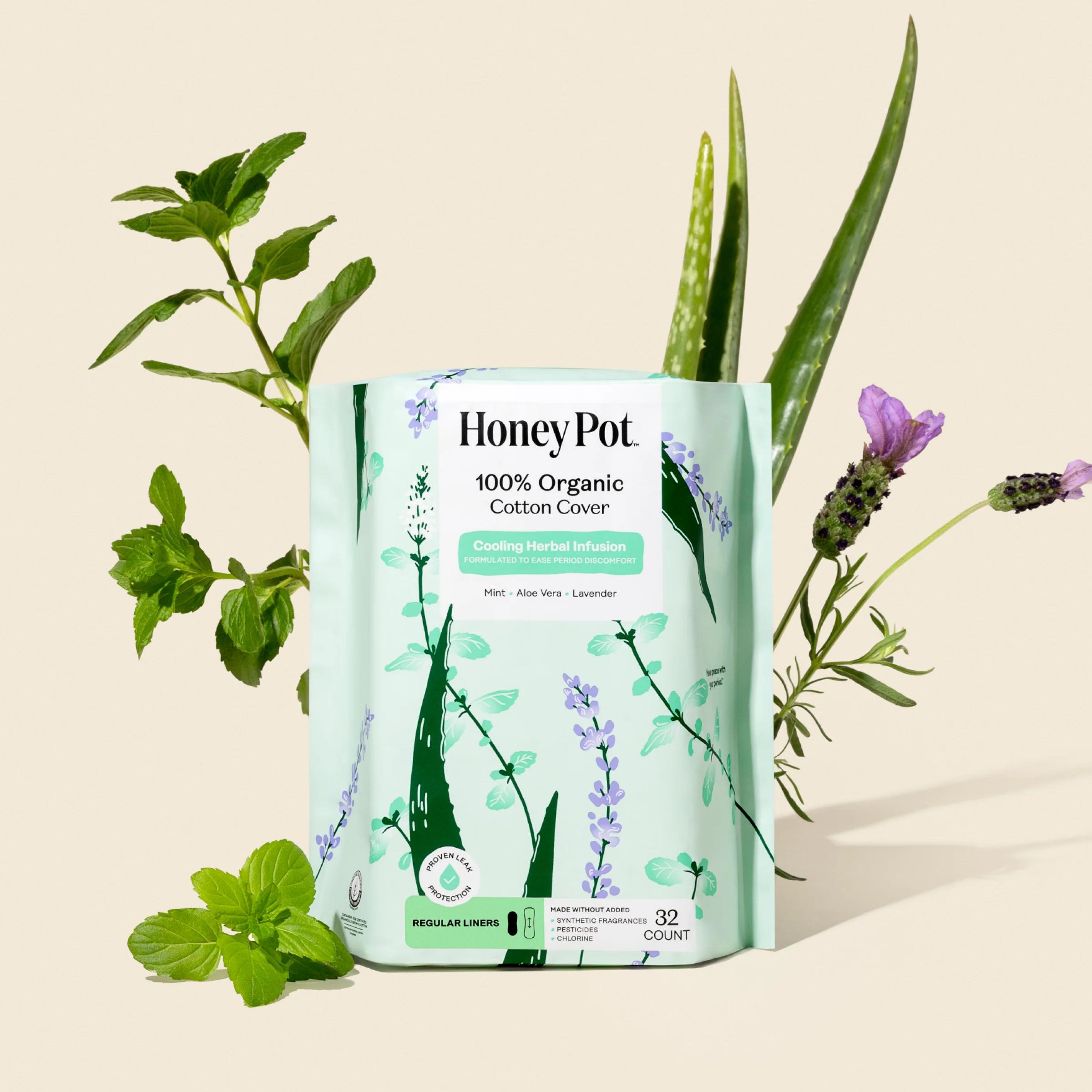 Organic Cotton Cooling Herbal Infusion Regular Liners — Medium Pack - Image 4