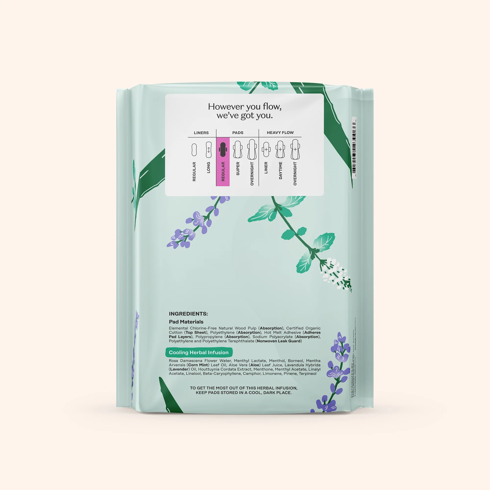 Organic Cotton Cooling Herbal Infusion Regular Pads — Medium Pack - Image 10