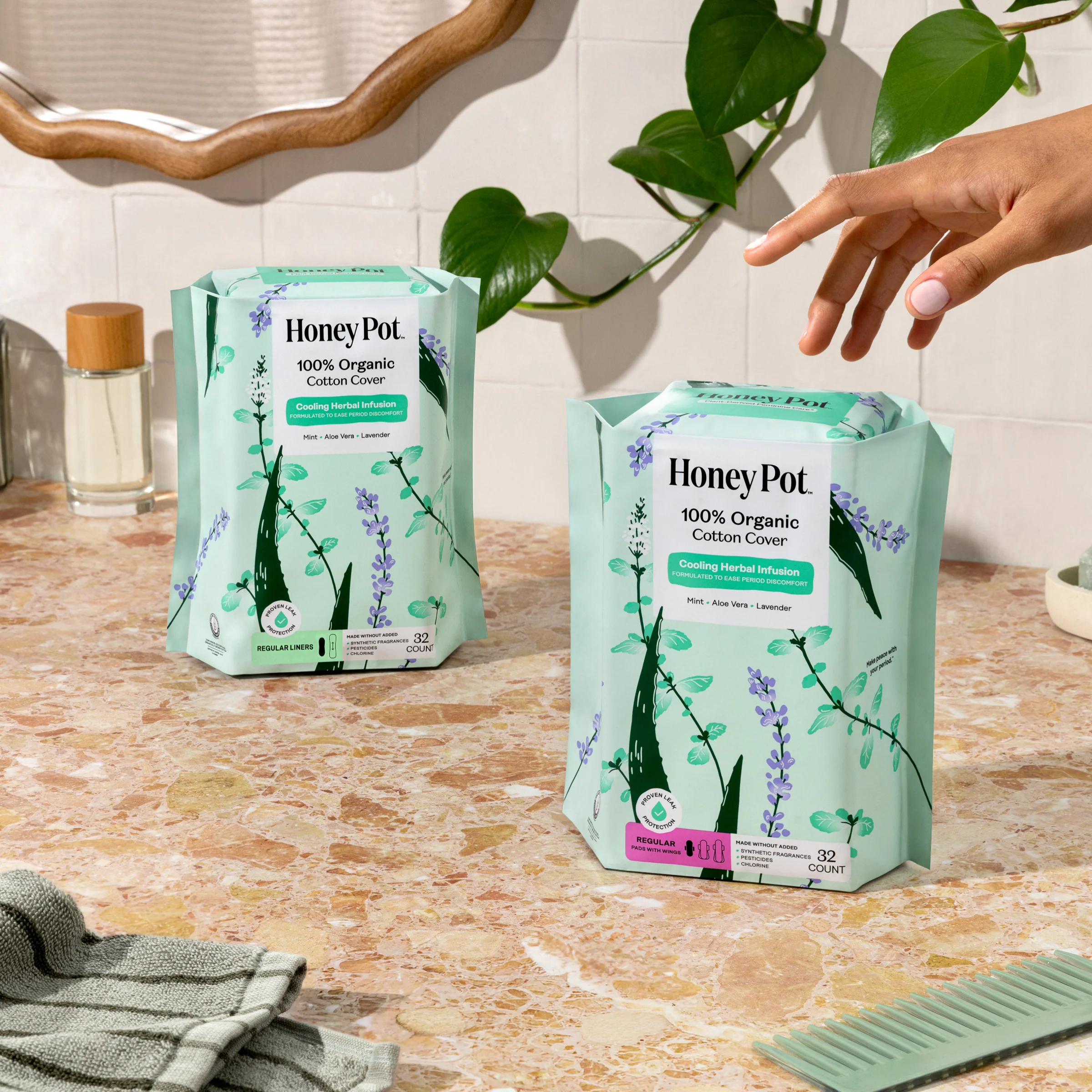 Organic Cotton Cooling Herbal Infusion Regular Pads — Medium Pack - Image 6