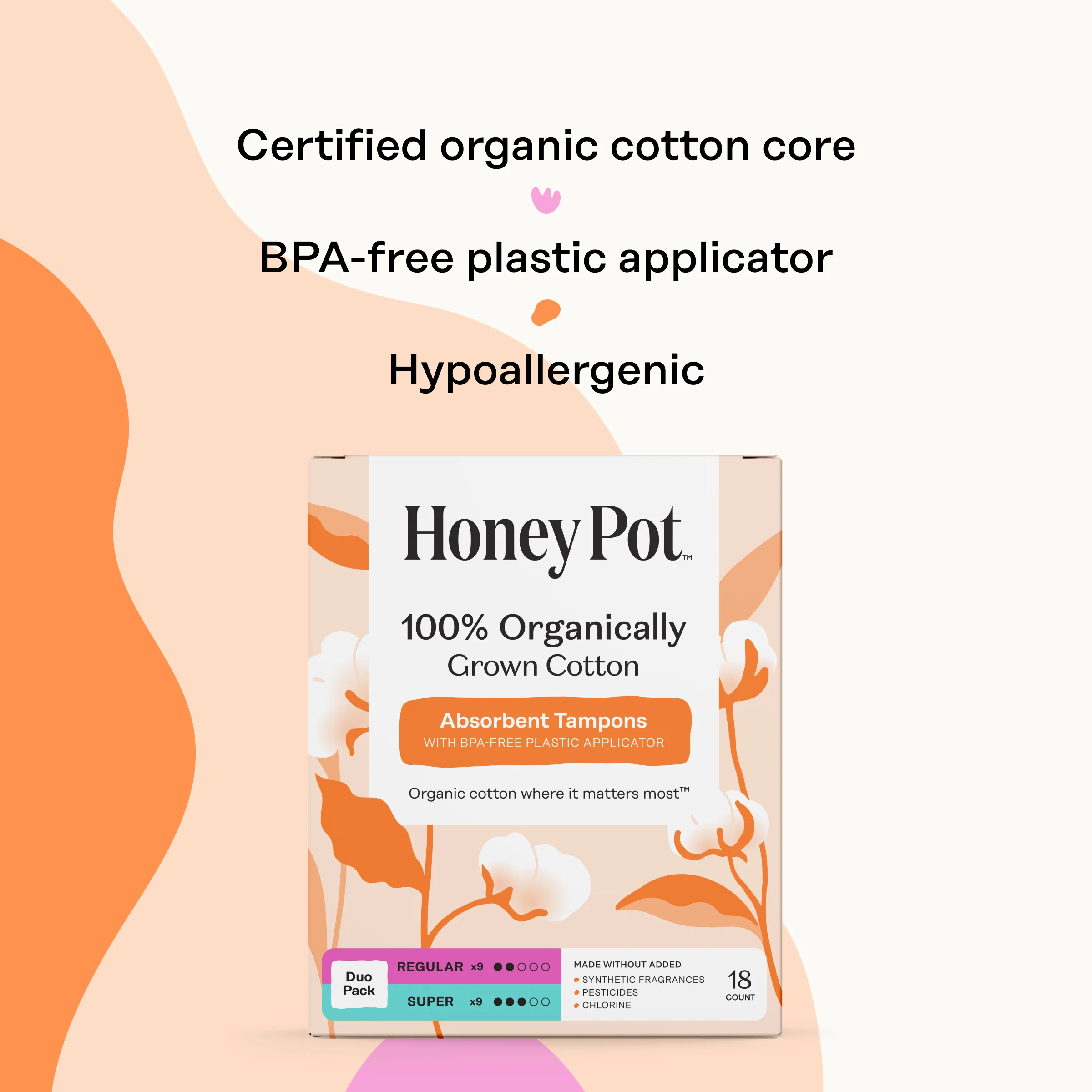 Duo Pack 100% Organically Grown Cotton BPA Free Plastic Applicator Tampons - Image 5