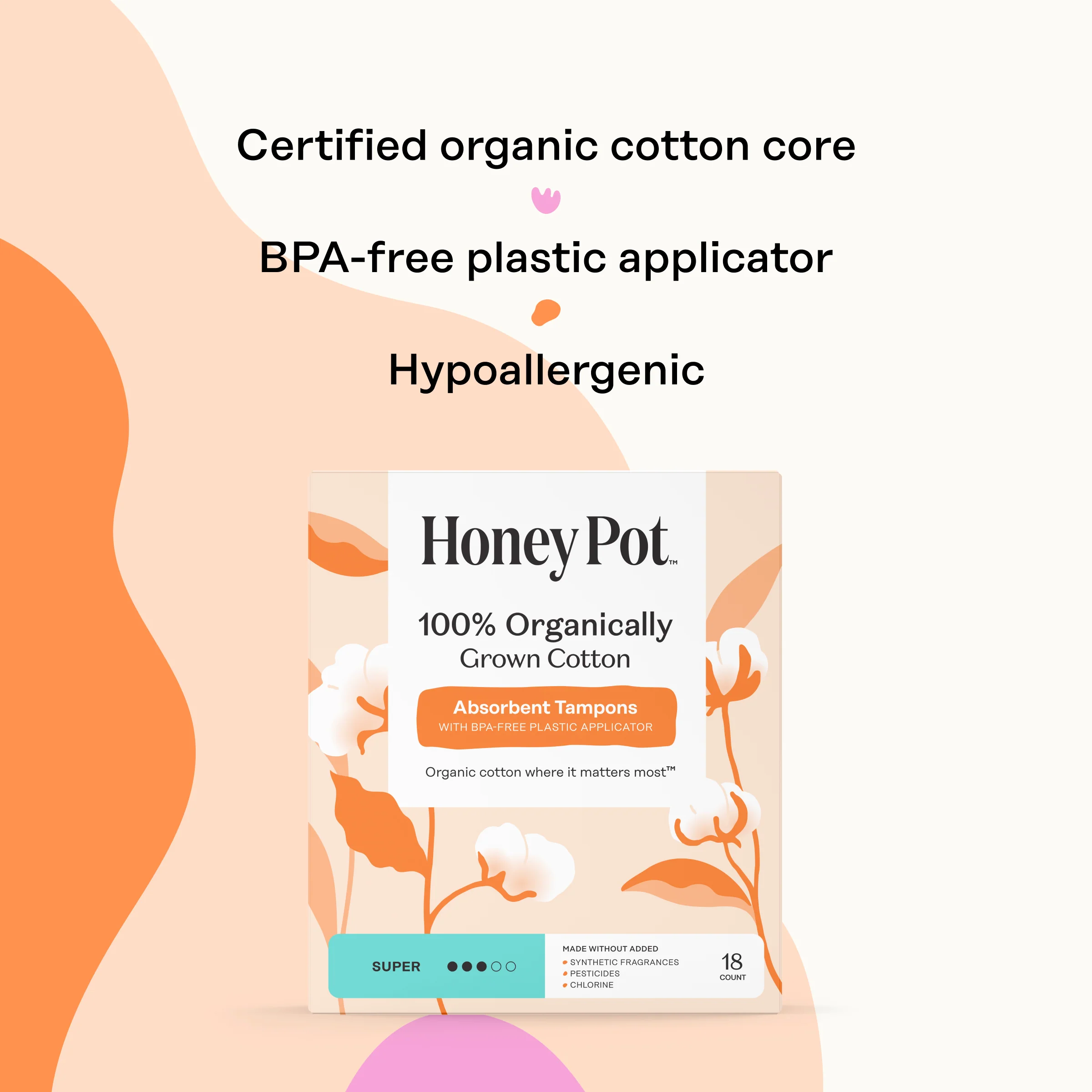 Super 100% Organically Grown Cotton BPA Free Plastic Applicator Tampons - Image 4