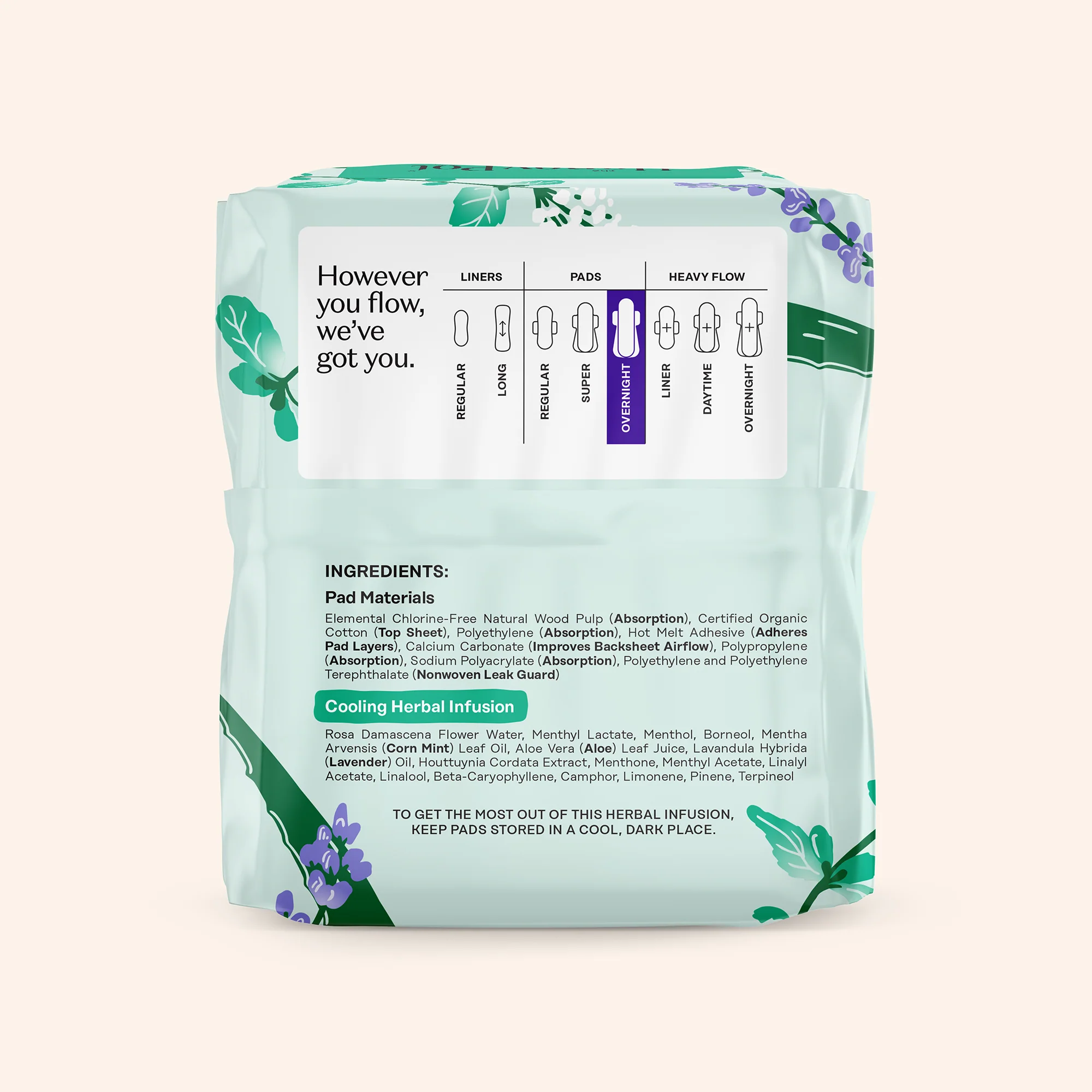 Organic Cotton Cover Cooling Herbal Infusion Overnight Pads - Image 11