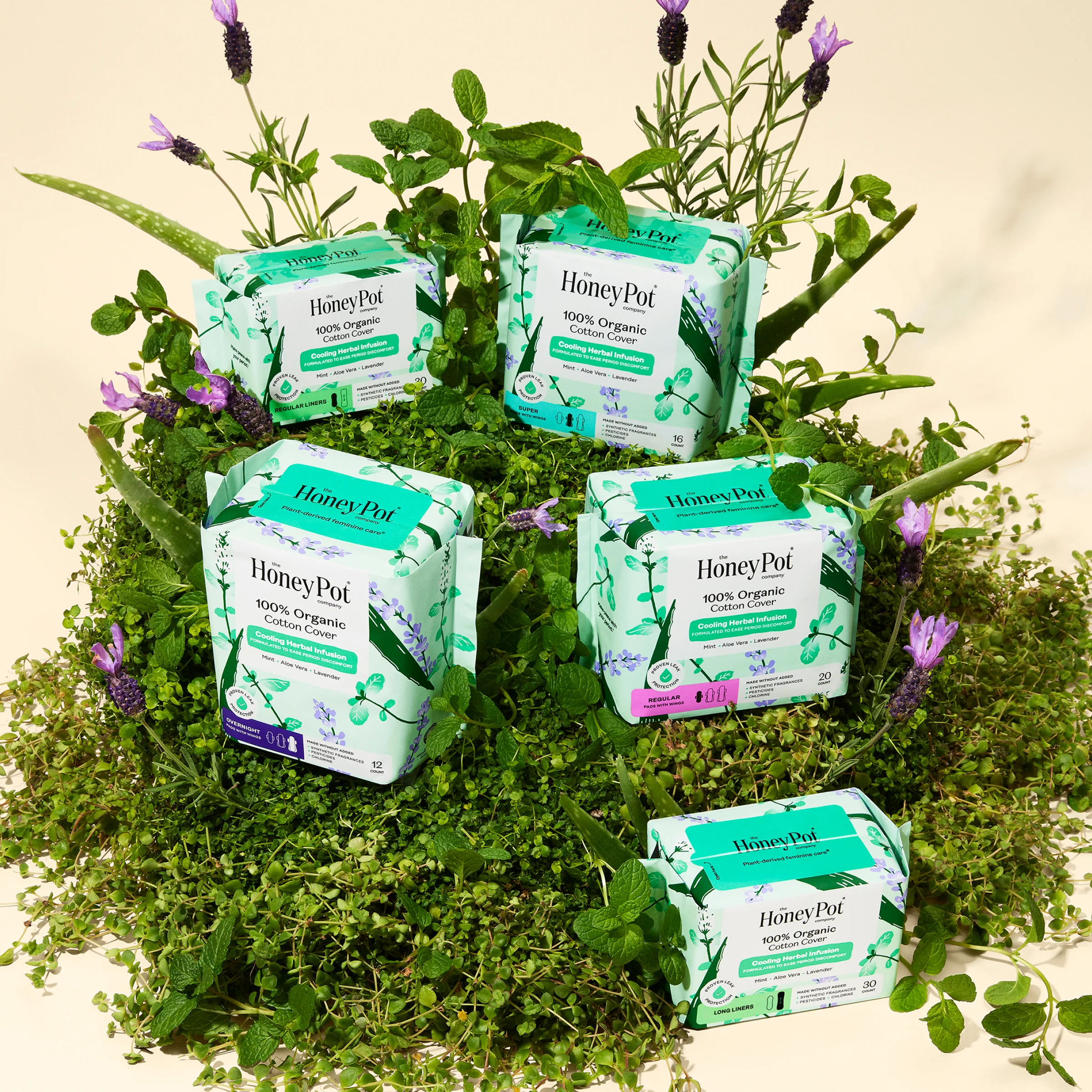 Organic Cotton Cover Cooling Herbal Infusion Overnight Pads - Image 6
