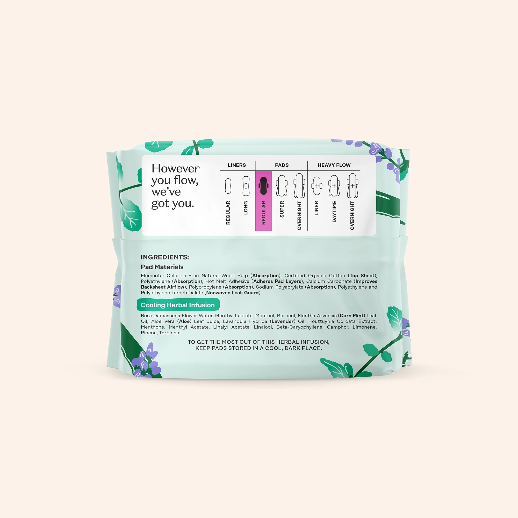 Organic Cotton Cover Cooling Herbal Infusion Regular Pads - Image 11