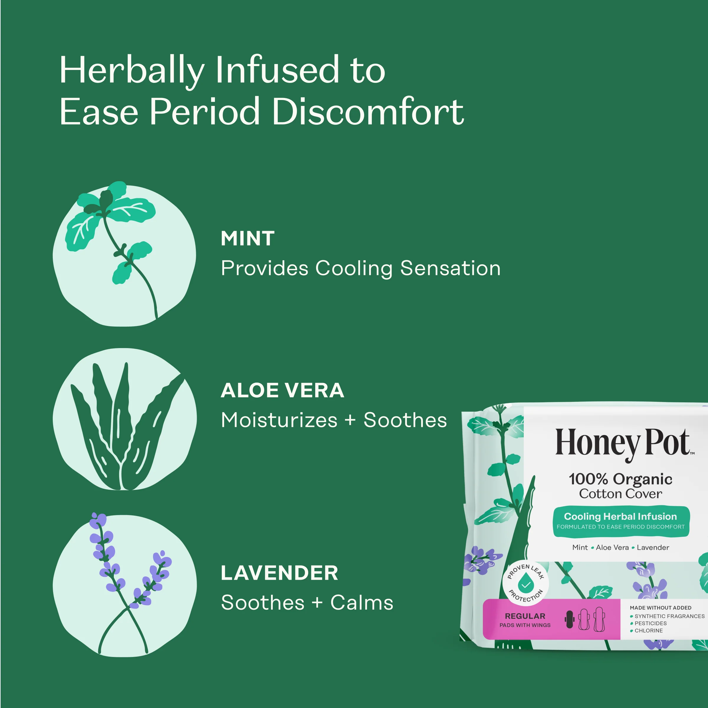 Organic Cotton Cover Cooling Herbal Infusion Regular Pads - Image 4
