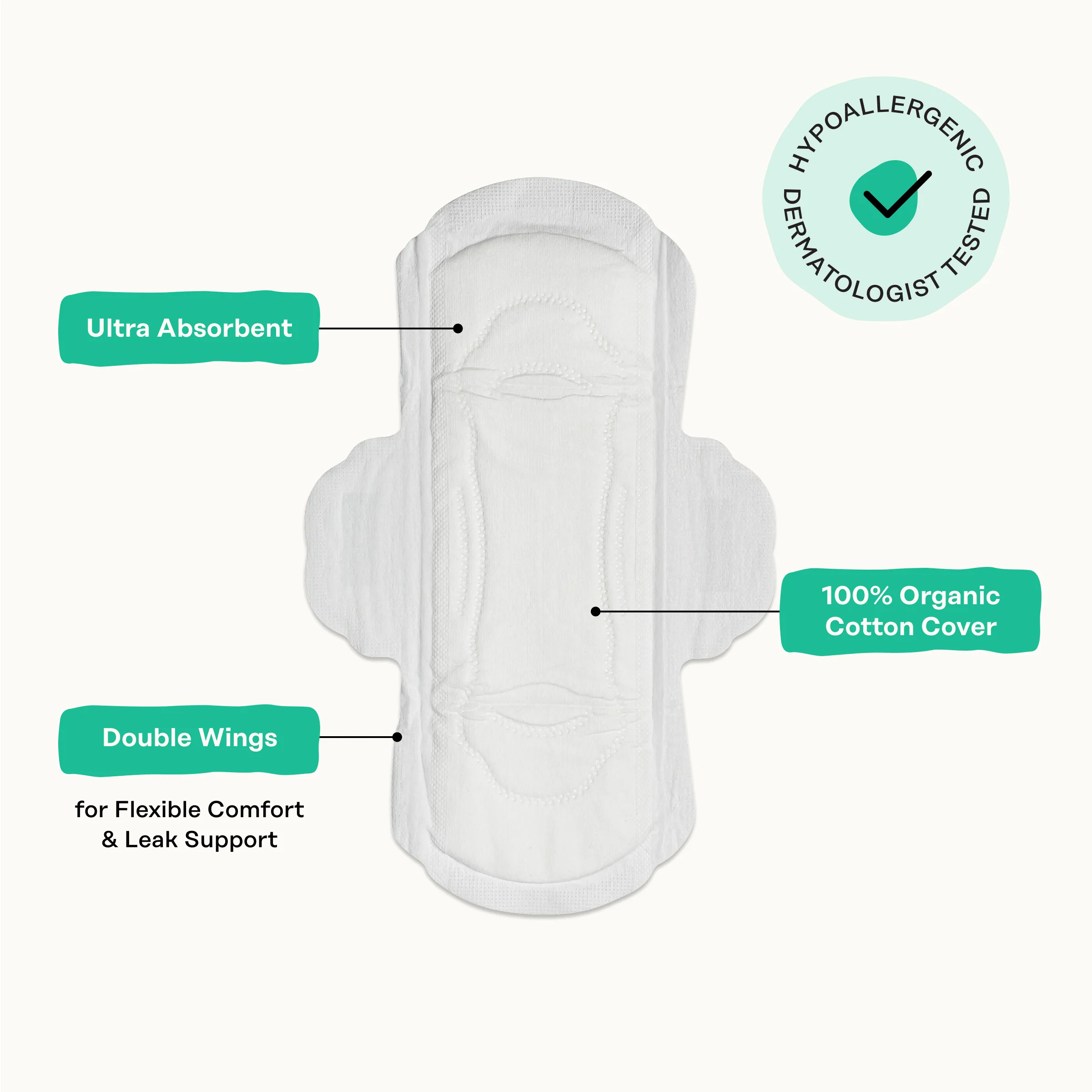 Organic Cotton Cover Cooling Herbal Infusion Regular Pads - Image 9