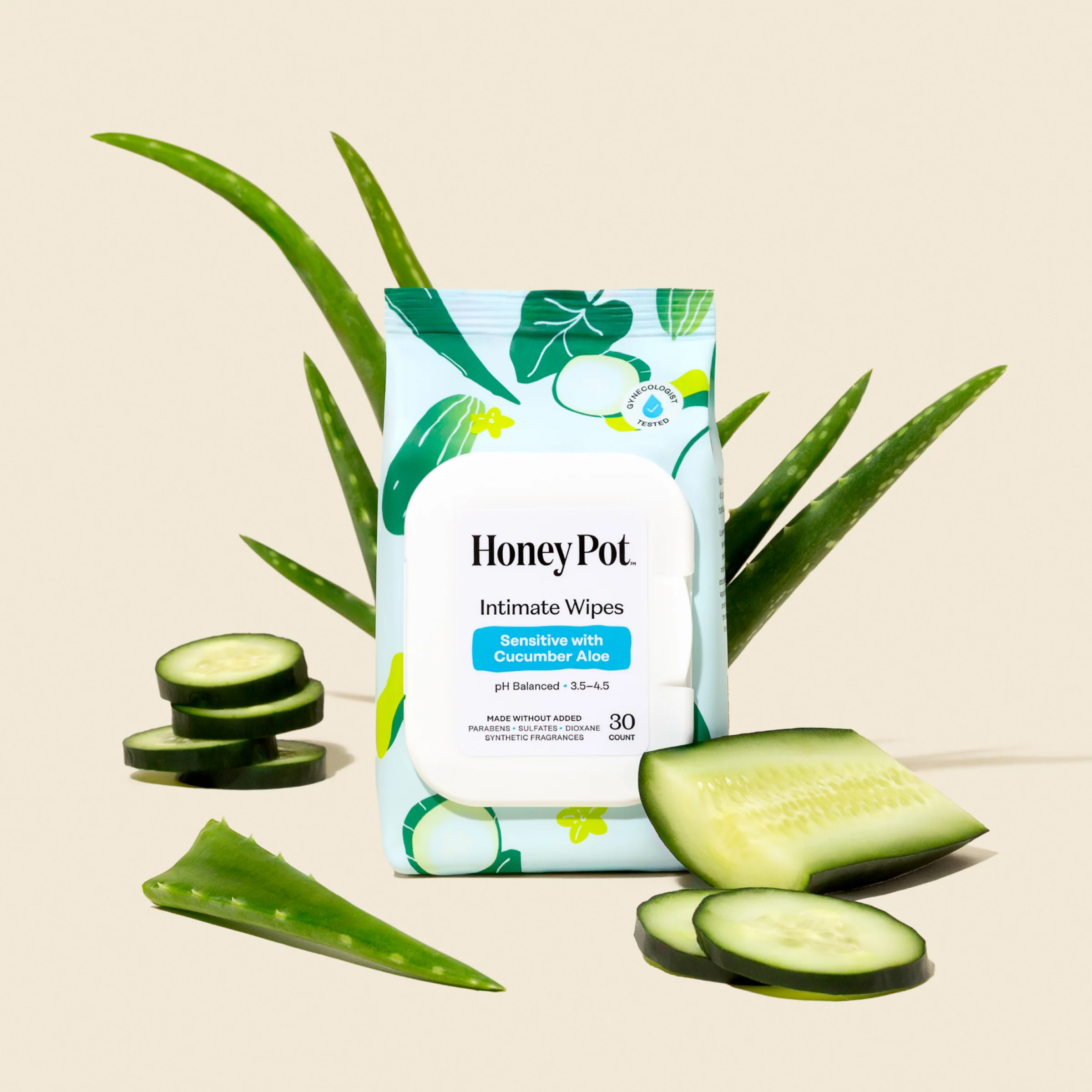 Sensitive with Cucumber Aloe Intimate Wipes - Image 3