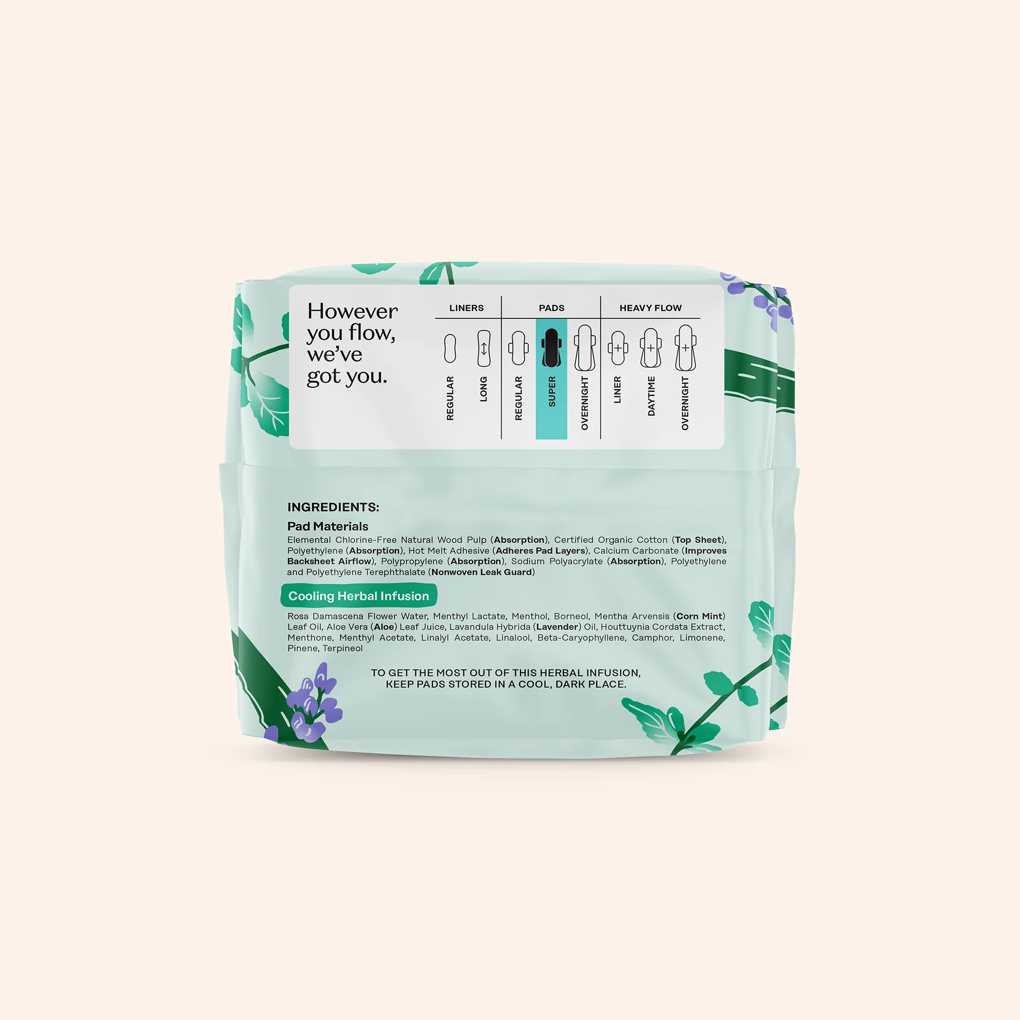 Organic Cotton Cover Cooling Herbal Infusion Super Pads - Image 11