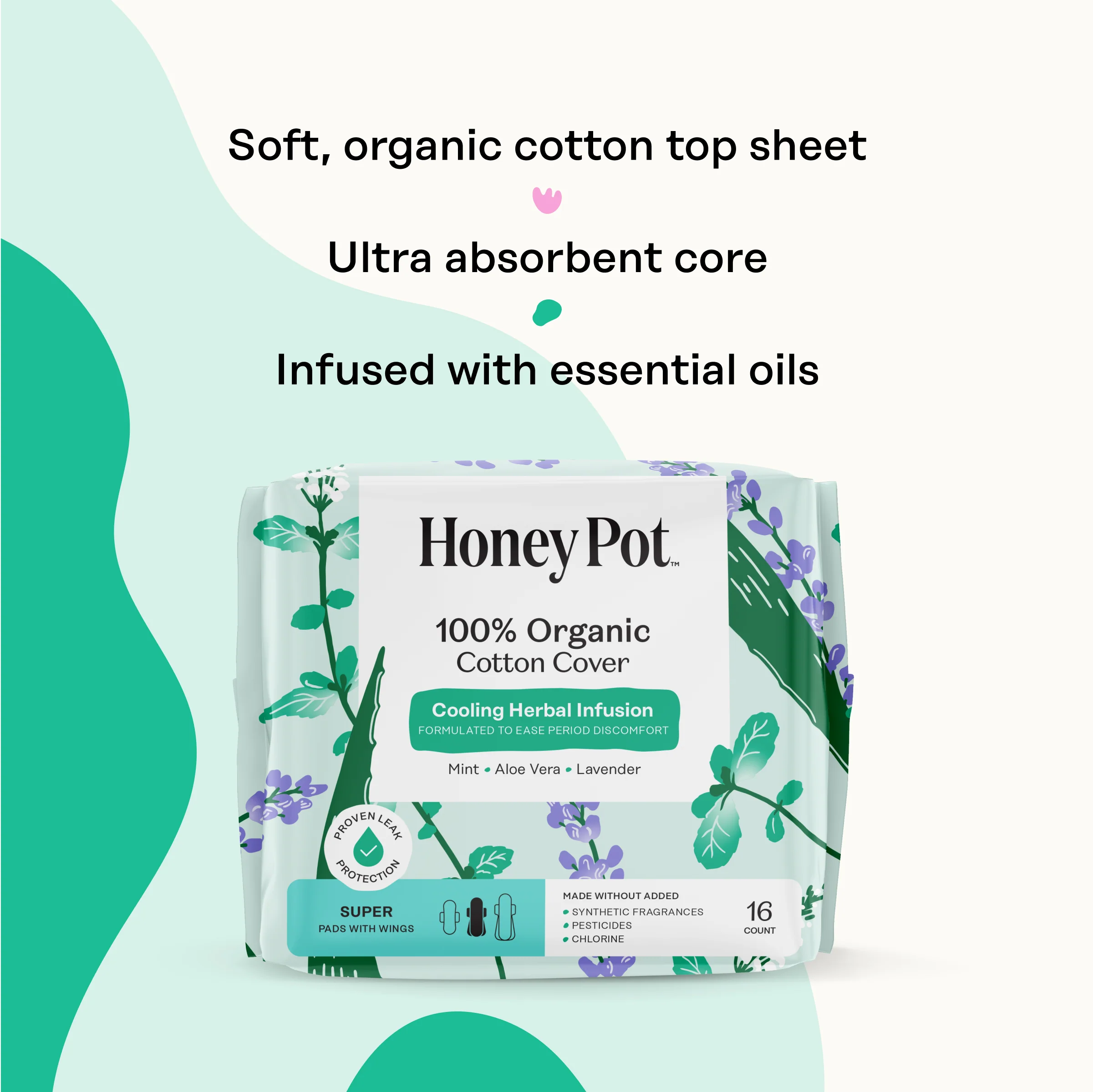 Organic Cotton Cover Cooling Herbal Infusion Super Pads - Image 4